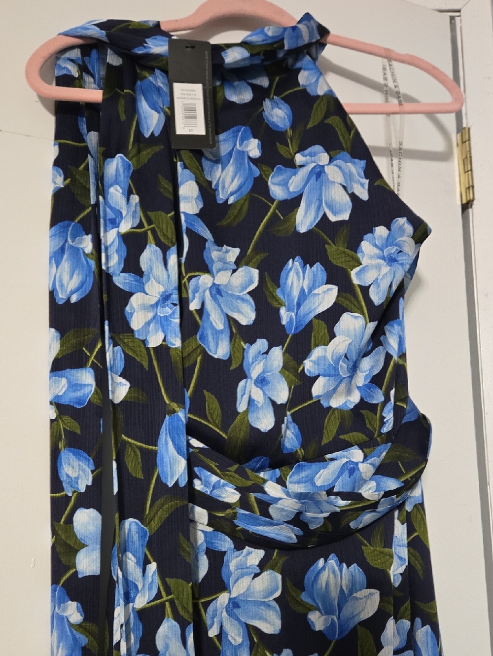 Blue Floral Halter Maxi Dress - Picture 10 of 10